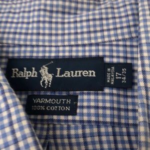RALPH LAUREN long sleeve blue & white button down